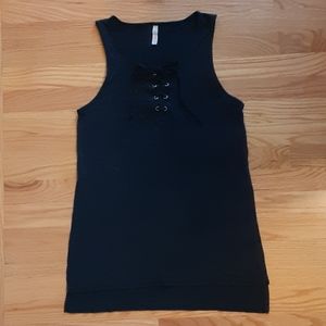 High Side Slit Black Tank Top